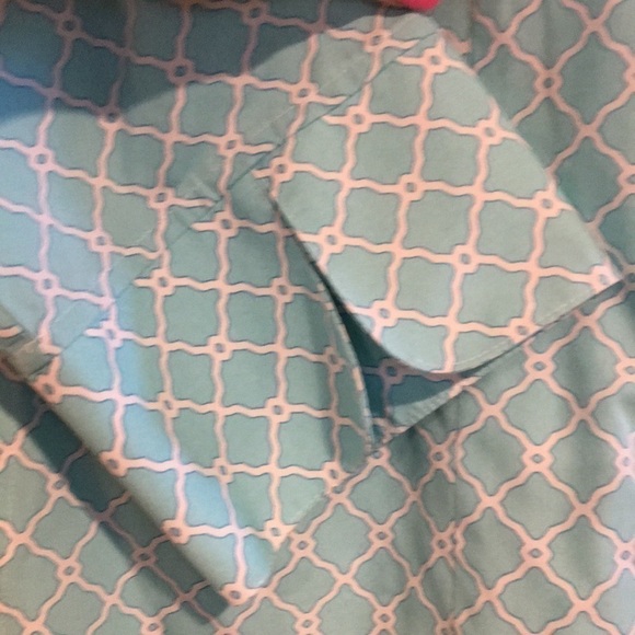 Chico’s Women’s Aqua and white button down shirt sz 1 small - Picture 4 of 7